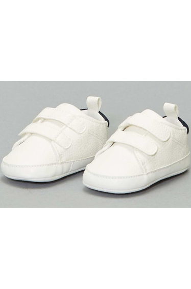 Two-tone trainers with hook and loop fastening snow white