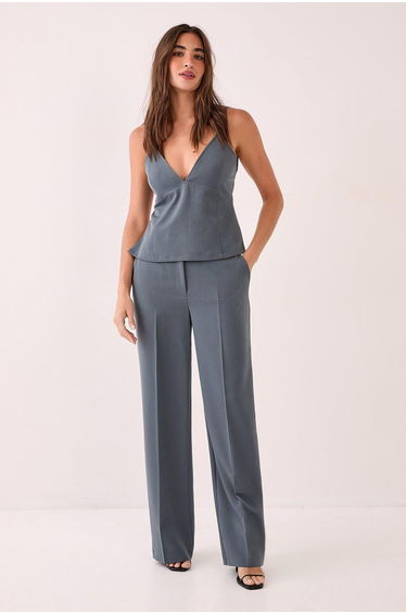 Tailored Seam Detail Tie Back Strappy Top