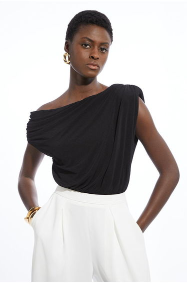 Jersey Crepe Asymmetric Bodysuit