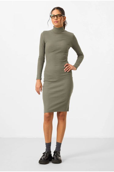 TOMMY Ribbed Turtleneck Midi Dress