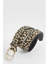 Double Ring Detail Leopard Print Belt - leopard - 2