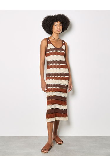 Crochet Stripe Midaxi Dress