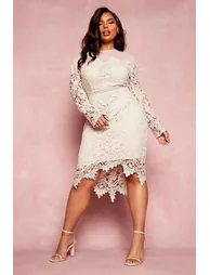 Plus Occasion Embroidered Floral Midi Dress - white - 3