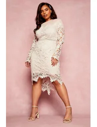 Plus Occasion Embroidered Floral Midi Dress - white