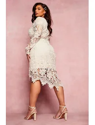 Plus Occasion Embroidered Floral Midi Dress - white - 1