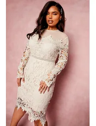 Plus Occasion Embroidered Floral Midi Dress - white - 2