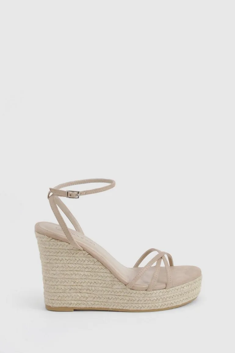 Wide Fit Crossover Strap Wedges - taupe - 1