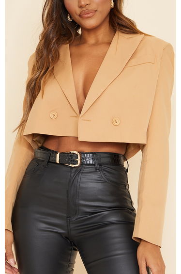 Black Croc Gold Buckle Waist Belt