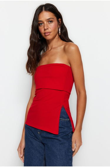 Blouse - Red - Slim fit