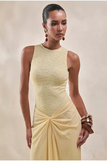 Serale | Lemon Lace Halter-Neck Bodysuit