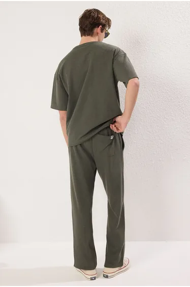 Khaki Oversize/Wide Cut Textured Tracksuit