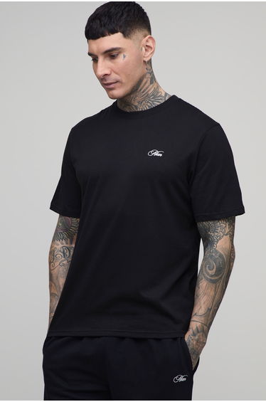 Tall Black Regular Graffiti Star Print T-Shirt - black