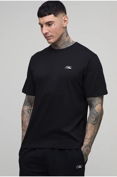 Tall Black Regular Graffiti Star Print T-Shirt - black