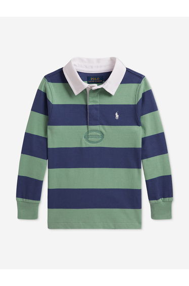 Ralph Lauren Boys Striped Jersey Rugby Shirt in Green