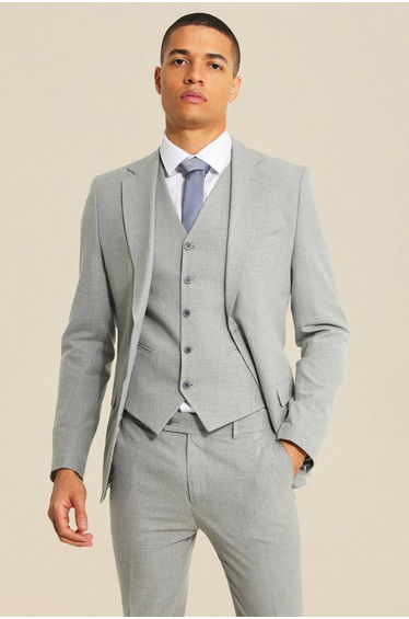 Super Skinny Grey Single Breasted Jacket - grey