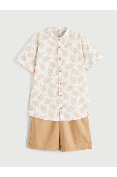 Mandarin Collar Shirt and Shorts