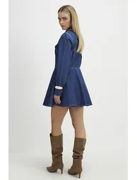 Petite Blue Denim Long Sleeve Shirt Dress - 3