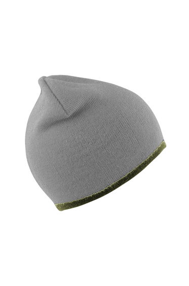 Result Unisex Reversible Fashion Fit Winter Beanie Hat - Stone/Olive