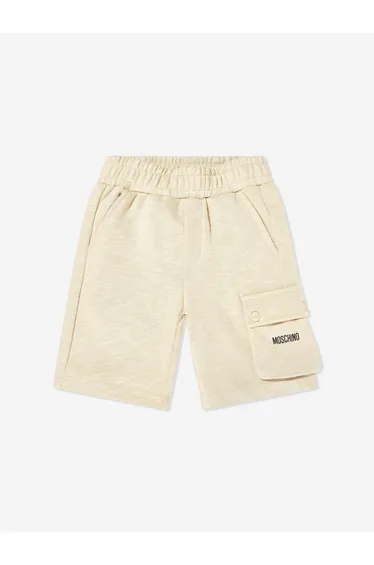 Moschino Boys Logo Pocket Shorts in Beige
