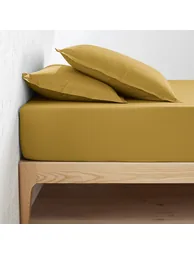 شرشف سرير قطن سادة بحواف مطاطية - 1