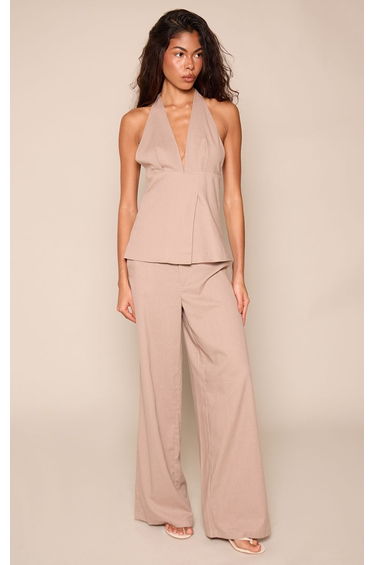 Taupe Tailored Wide Leg Trousers Co-ord
