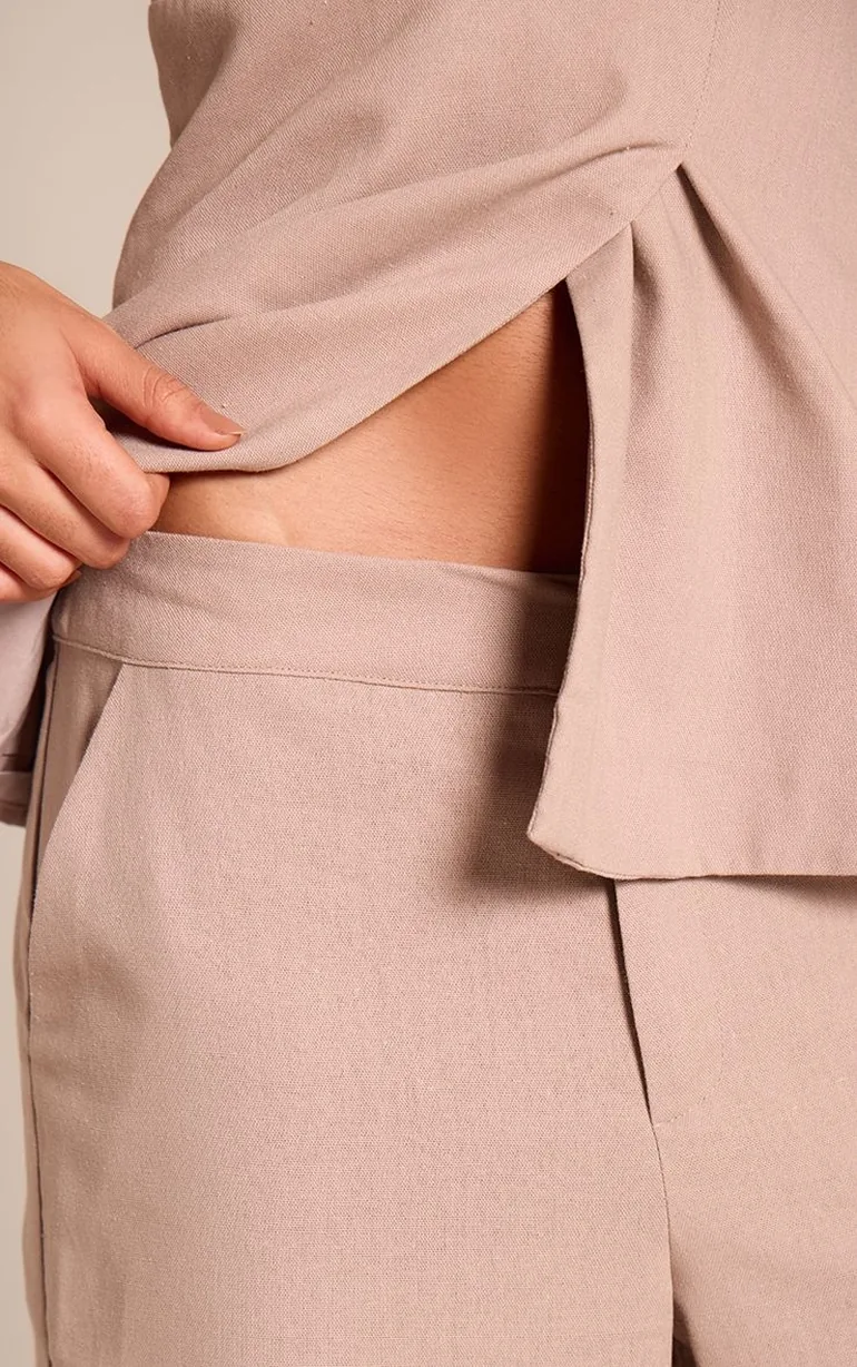 Taupe Tailored Wide Leg Trousers Co-ord - 1