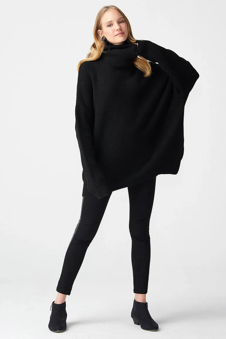 DILVIN Oversized Ribbed Turtleneck Sweater