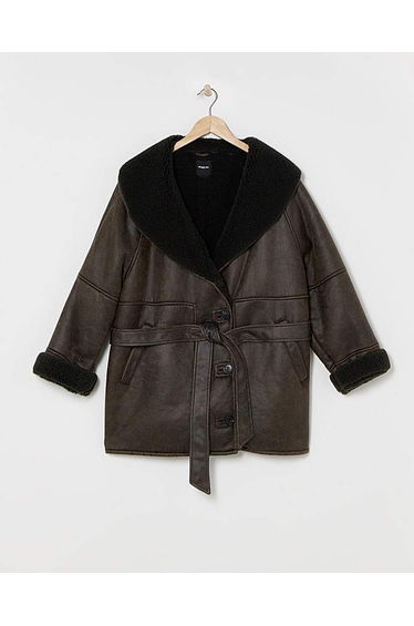 Dark Brown Shawl Collar Aviator