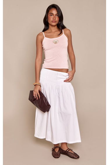 Pink Beaded Detail Knit Tank Top