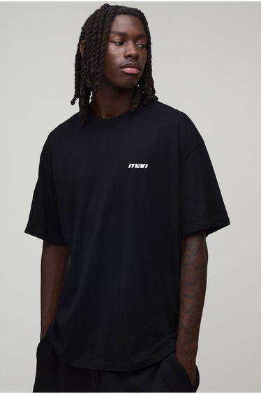 Oversized Man Sport Embroidered Washed T-Shirt - black