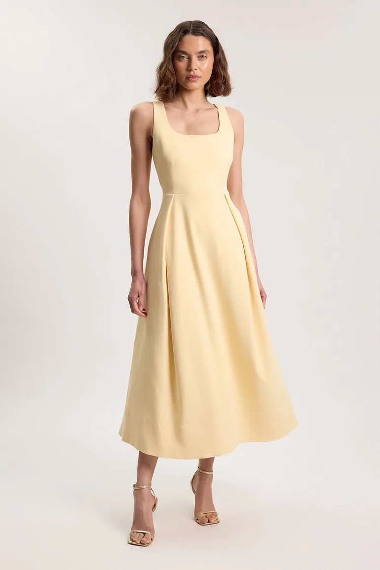 Petite Tailored Full Skirt Midi Dress