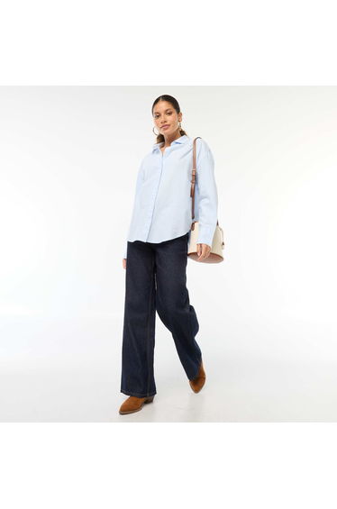 Long-sleeved Oxford shirt BLUE