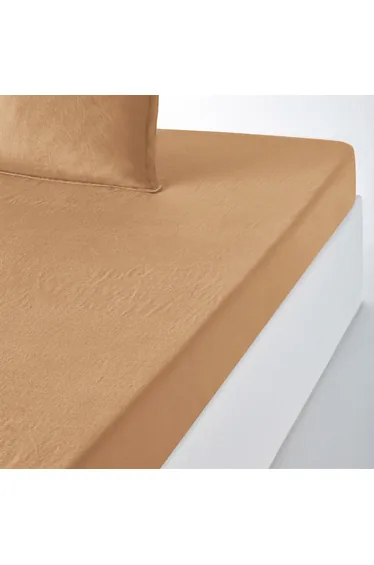 شرشف سرير كتان مغسول بحواف مطاطية لمراتب سميكة