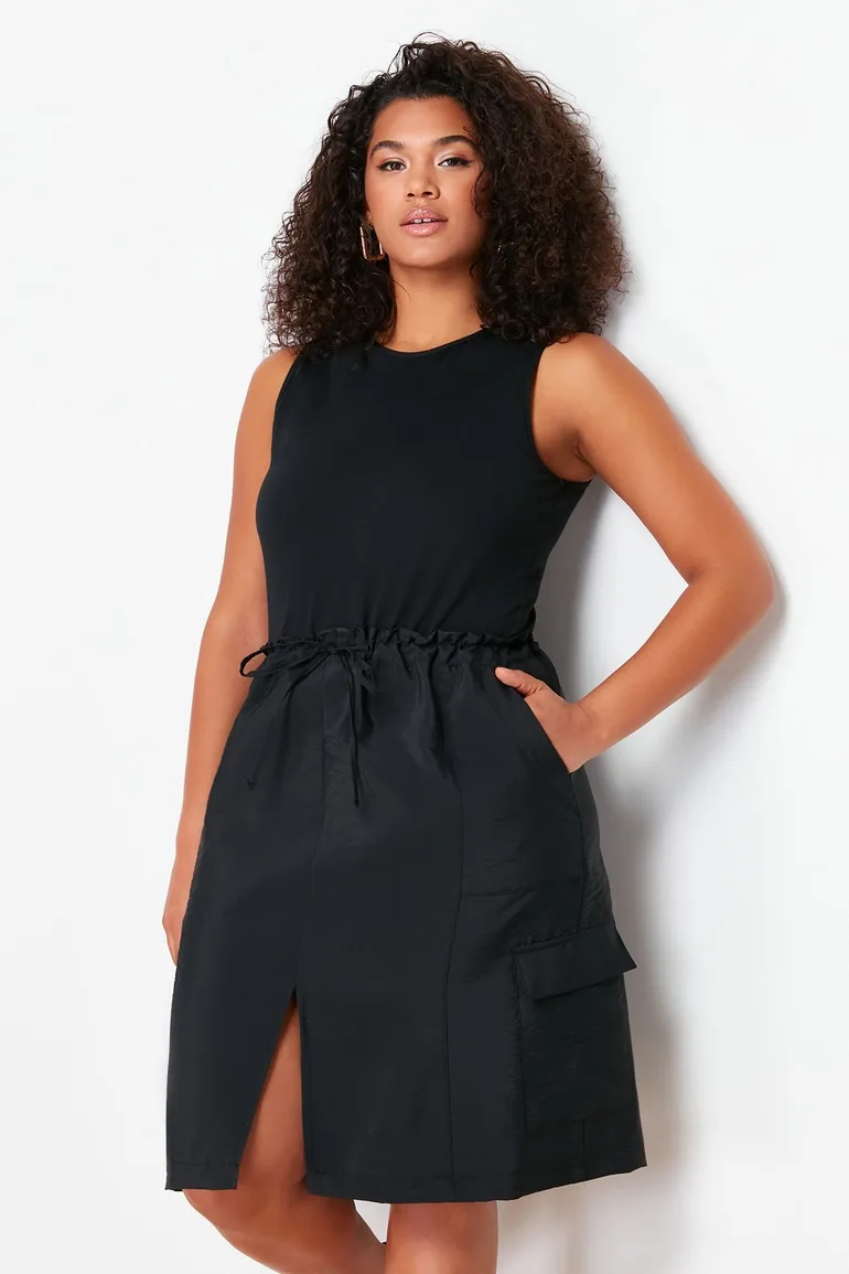 Trendyol Curve Plus Black Column Midi Dress - 3