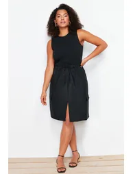 Trendyol Curve Plus Black Column Midi Dress
