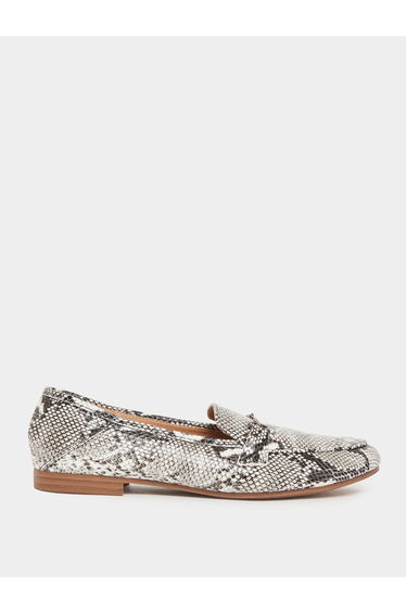 Snakeskin Print Flat Loafers