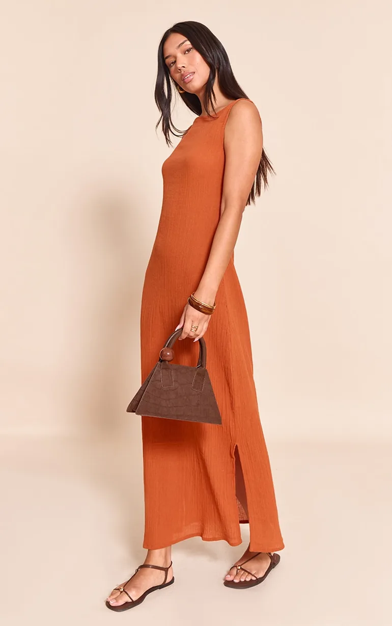 orange cheesecloth dress Womens Ro&Zo Orange Cheesecloth Frill Neck Mini Dress US 4