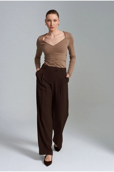 Dilvin Slim Fit V-Neck Jersey Blouse