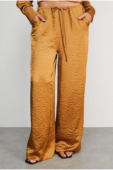 Hammered Satin Mid Rise Drawstring Trouser
