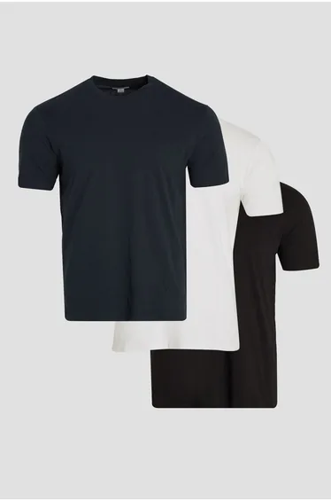 Mixed 3 Pack Plain Crew Neck T-Shirts