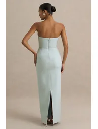 فستان ماكسي مزموم لون أزرق - 1