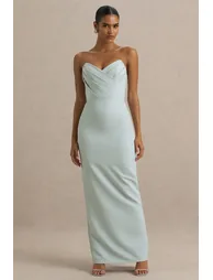 فستان ماكسي مزموم لون أزرق - 2