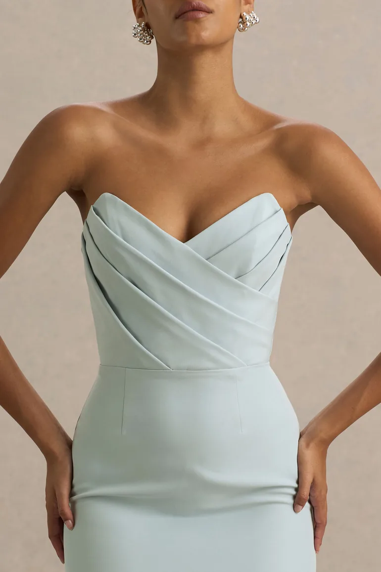 فستان ماكسي مزموم لون أزرق - 4