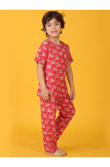 All Over Reindeer Print T-Shirt and Pyjama Set