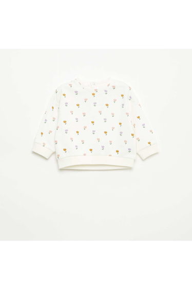 Patterned Fleece Sweatshirt WHITE