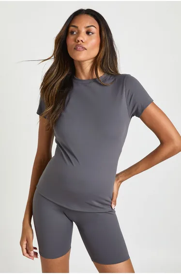 شورت برمودا بوهو رمادي ضيق - للحوامل