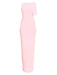 Baby Pink Slinky Knot Drape Midaxi Dress - 4
