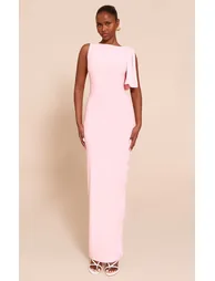 Baby Pink Slinky Knot Drape Midaxi Dress