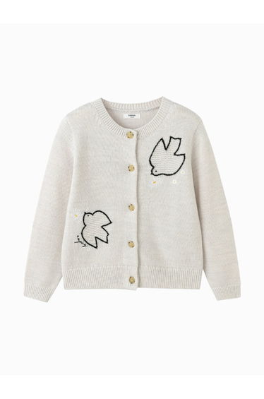 Girls' Knitted Cardigan With Embroidery