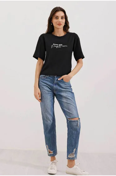 Printed Oversize Knitted T-Shirt